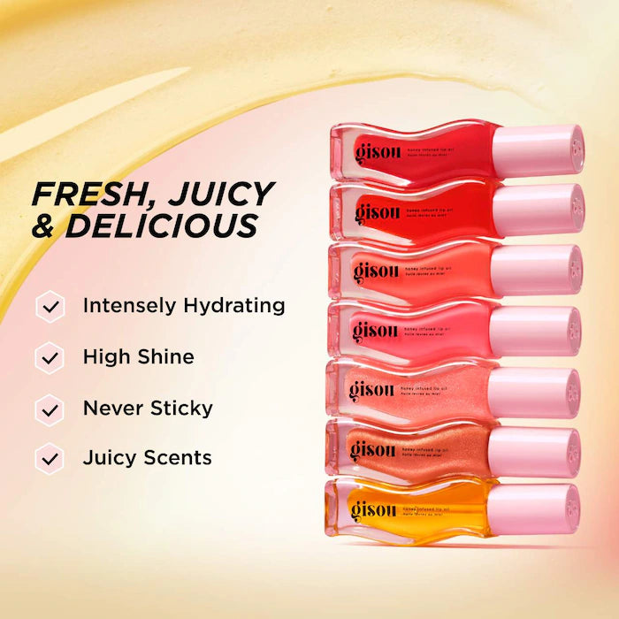 Honey Infused Hydrating Lip Oil - Raspberry Swirl - Gisou