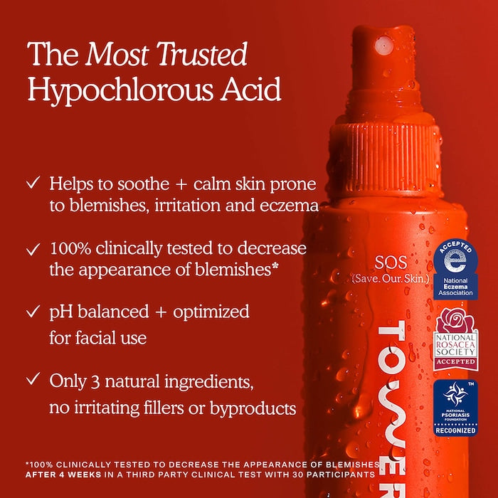 SOS Daily Hypochlorous Acid Spray for Breakouts & Redness - Tower 28