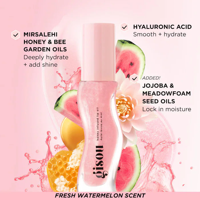 Honey Infused Hydrating Lip Oil - Watermelon Sugar - Gisou