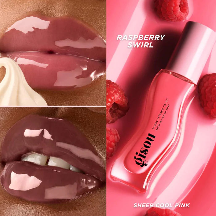Honey Infused Hydrating Lip Oil - Raspberry Swirl - Gisou