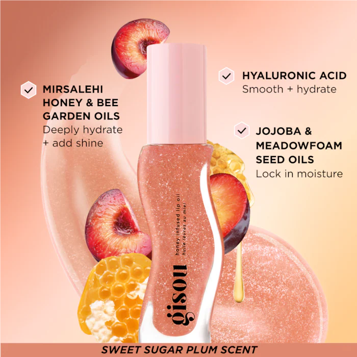 Honey Infused Hydrating Lip Oil - Glazed Plum - Gisou