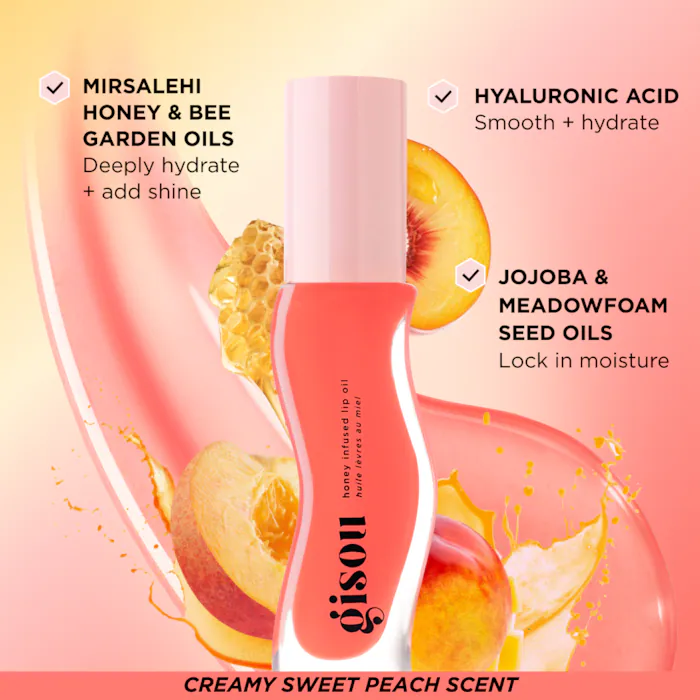 Honey Infused Hydrating Lip Oil - Beellini Peach - Gisou