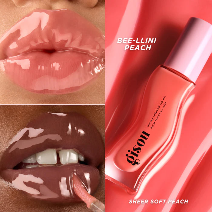 Honey Infused Hydrating Lip Oil - Beellini Peach - Gisou