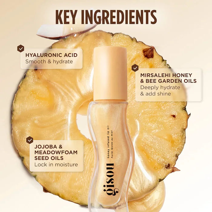 Honey Infused Hydrating Lip Oil - Pineapple Pout - Gisou